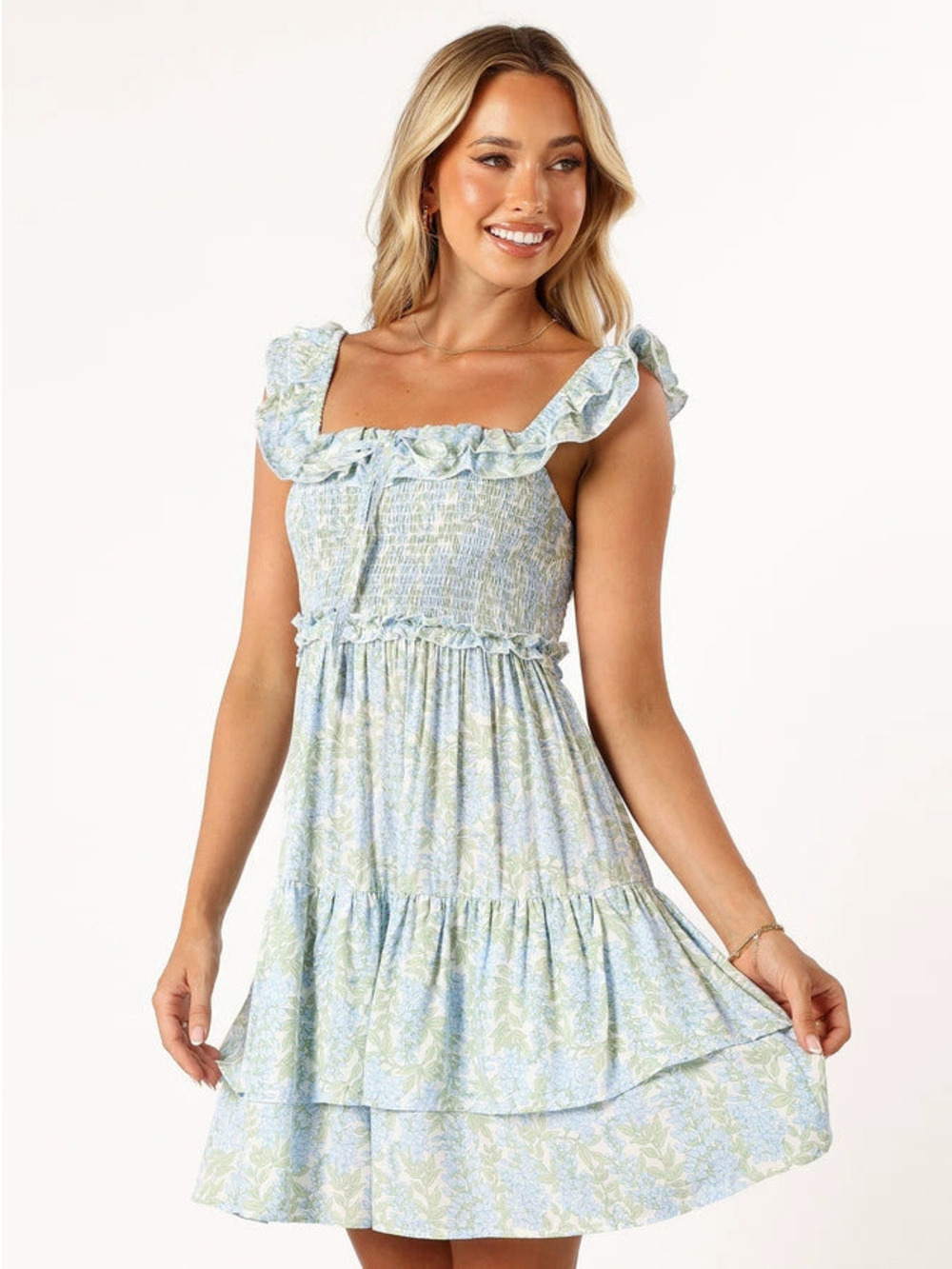 ZARA Rayon Ruffle Trim Casual Sexy Backless Cinched Waist Flounce Mini Dress